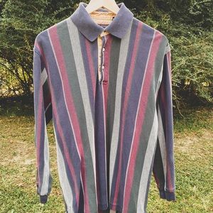 Roundtree & Yorke striped long sleeve polo